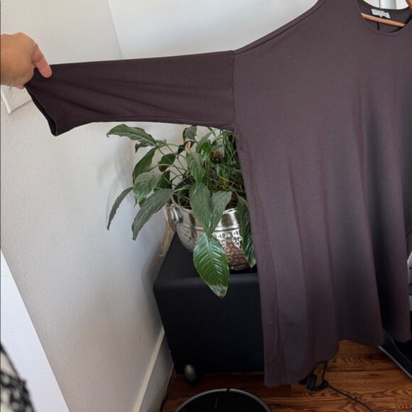 Bryn Walker Tunic Top Sz Large Brown Rayon Blend Long Sleeve Tapered Waist - Picture 10 of 10